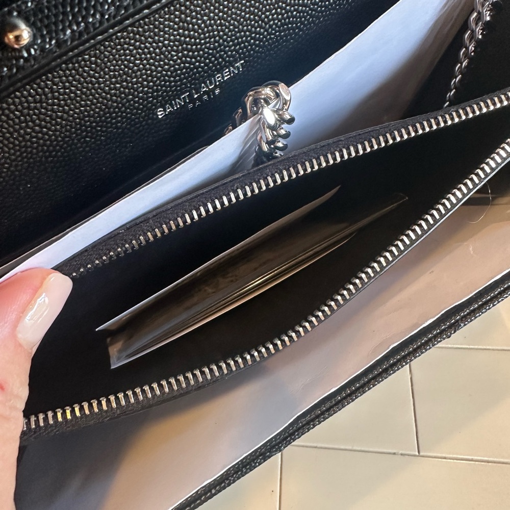 SAINT LAURENT Classic Black Cassandre Chain Wallet with Silver Hardware (NWT) - Picture 9 of 10